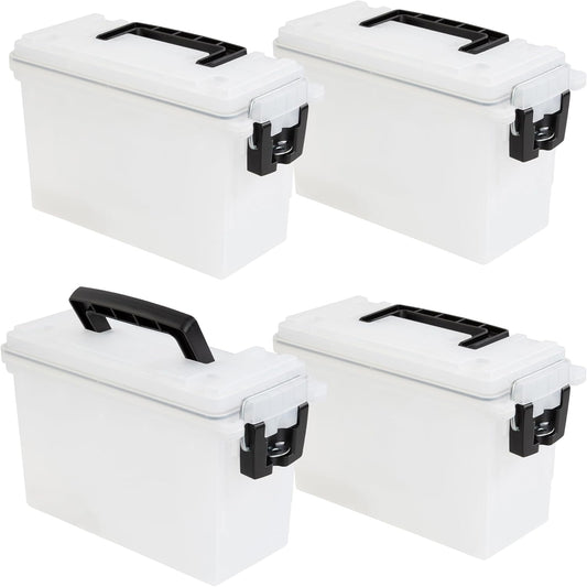 Sheffield 12629 Ammo Storage Box, Stackable .30 Cal Field Boxes, Water and Dust Resistant, Lockable Storage Box with Handle, Secures Hunting Gear, Supplies, and Bullets, Made in USA, Black, 1-Pack