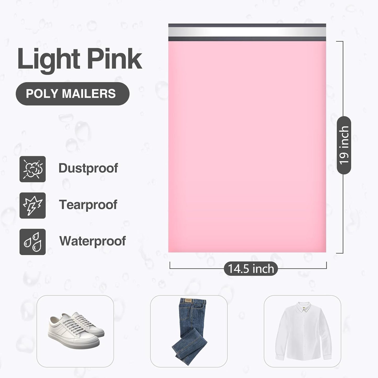 UCGOU Poly Mailers 14.5x19 Inch Light Pink 100 Pack Large Shipping Bags #7 Strong Thick Mailing Envelopes Self Sealing Adhesive Waterproof and Tear Proof Boutique Packaging Postal for Clothing