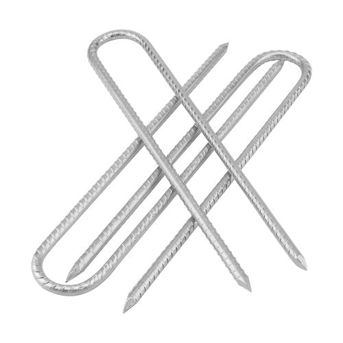 MUKCHAP 12 Pack 12 Inch U Shaped Rebar Stakes, Silver U Rebar Hook Ground Pegs, Trampoline Wind Anchors Stakes for Camping Tents