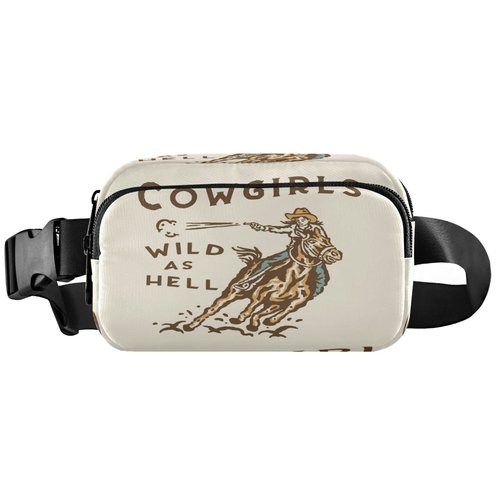 Wild West Rodeo Cowgirl Belt Bag for Women Men Fanny Pack Small Waist Pouch Crossbody Bags for Outdoor Hiking Running Travel