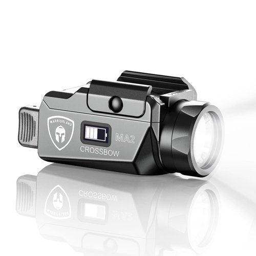 WARRIORLAND MA2 Compact Pistol Light, Fits G17/ G19/ P365/ G3C/ G2C/ M&P 9/Hellcat Pro/1911 and Other 60+ Handguns, 800-Lumen Universal Rail Mounted Tactical Weapon Flashlight, Screen Power Indicator