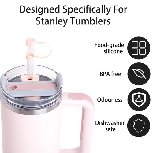 DUNLAGUE Silicone Spill Stopper Set Compatible with Stanley Cup 2.0 30oz & 40oz with Straw Cover (Set of 4, Multi Color)
