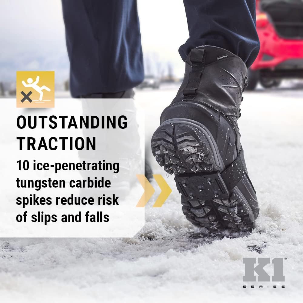 K1 Mid-Sole Ice Cleats for Men & Women - Rotatable Traction Aids For Winter Snow - Hi Vis - Low Profile