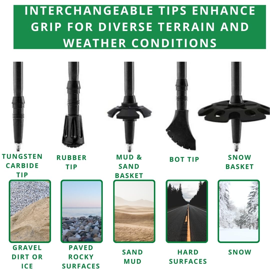 GETORIUM Trekking Poles - Lightweight, Folding Hiking Poles for Backpacking Gear, Nordic Ultralight Walking Sticks, 2 Poles, Aluminum 7075, 110-130cm, Cork Grip