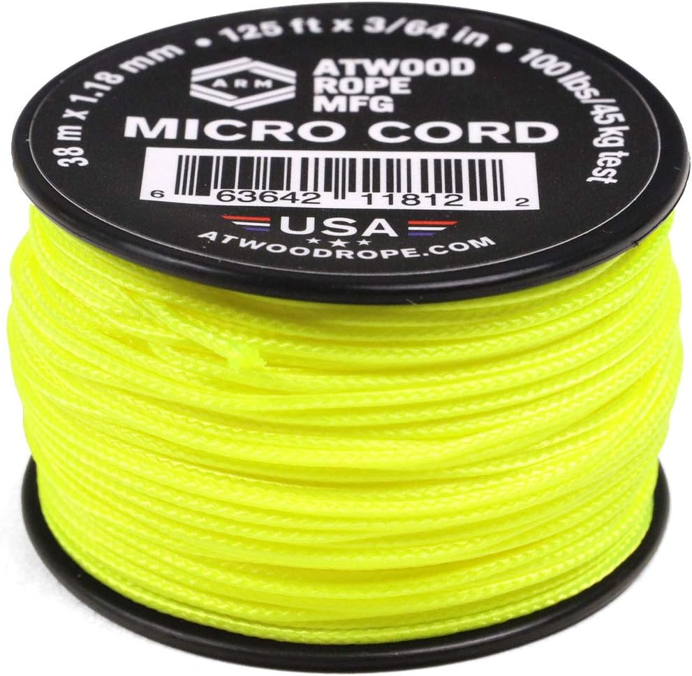 Atwood Rope MFG Micro Utility Cord 1.18mm X 125ft Reusable Spool | Tactical Nylon/Polyester Fishing Gear, Jewelry Making, Camping Accessories