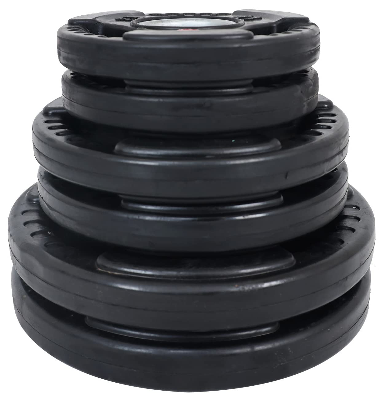 Fitvids Olympic 2-Inch Cast Iron Plate Weight Plate for Strength Training and Weightlifting, Rubber Coate Style, 35LB Set