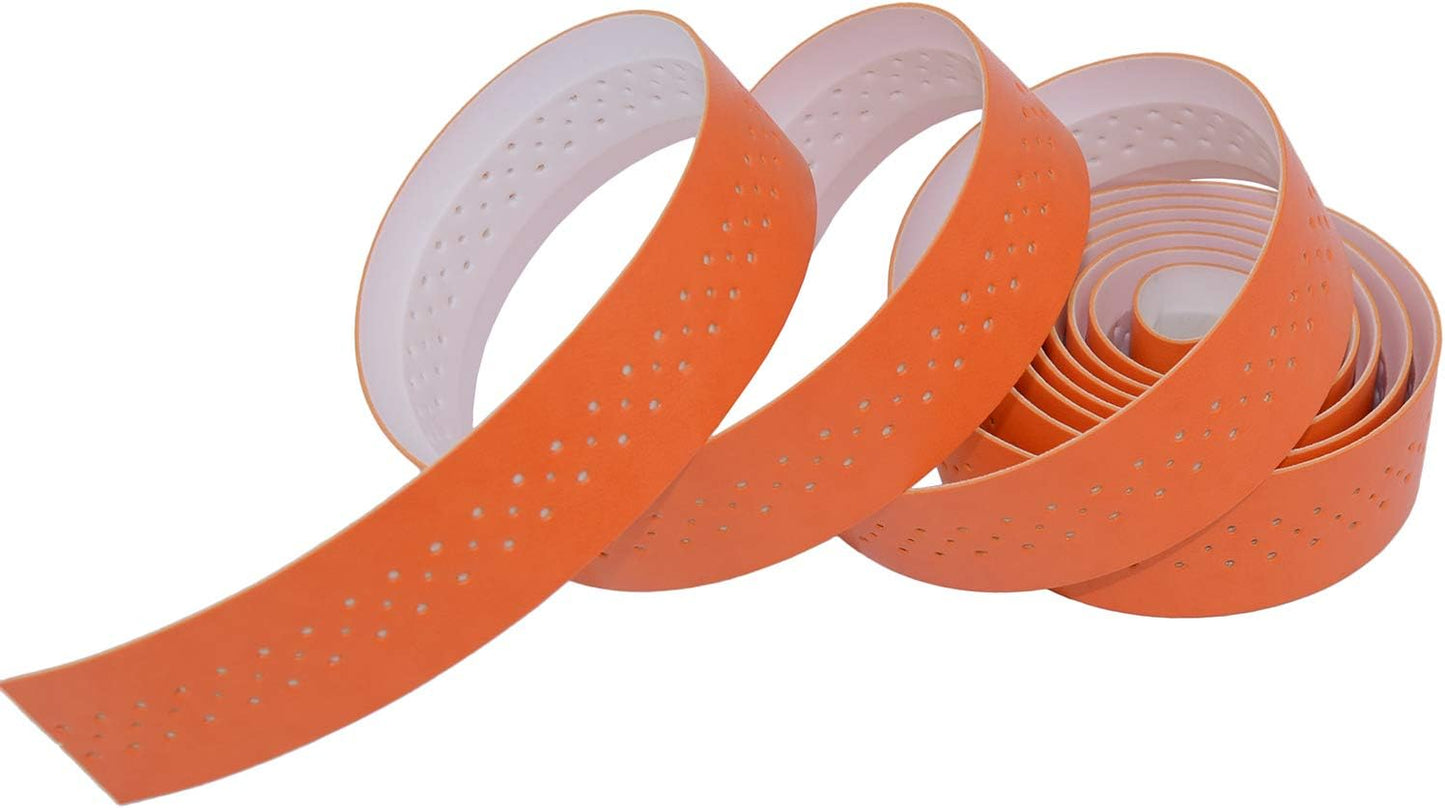 KINGOU Handlebar Tape Luxury PU Leather Bar Tape Fixed Gear/Road Bike Bar Wrap with 2 Reflective Plug
