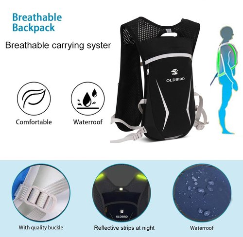 Lightweight Hydration Vest with 1.5L Water Bladder - Breathable Backpack for Running Cycling Hiking Marathon - Men Women (Purple Black)