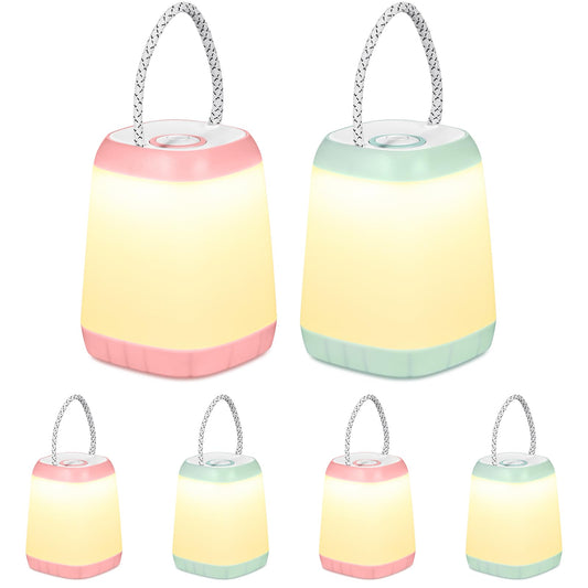 VIHOSE 6 Pcs Large Battery Powered Camping Lantern 4.92 x 3.54 x 3.54 Inches LED Portable Tent Camping Night Light 3 Modes Cordless for Outdoor Indoor Night Backpacking Hiking Emergency 2 Colors