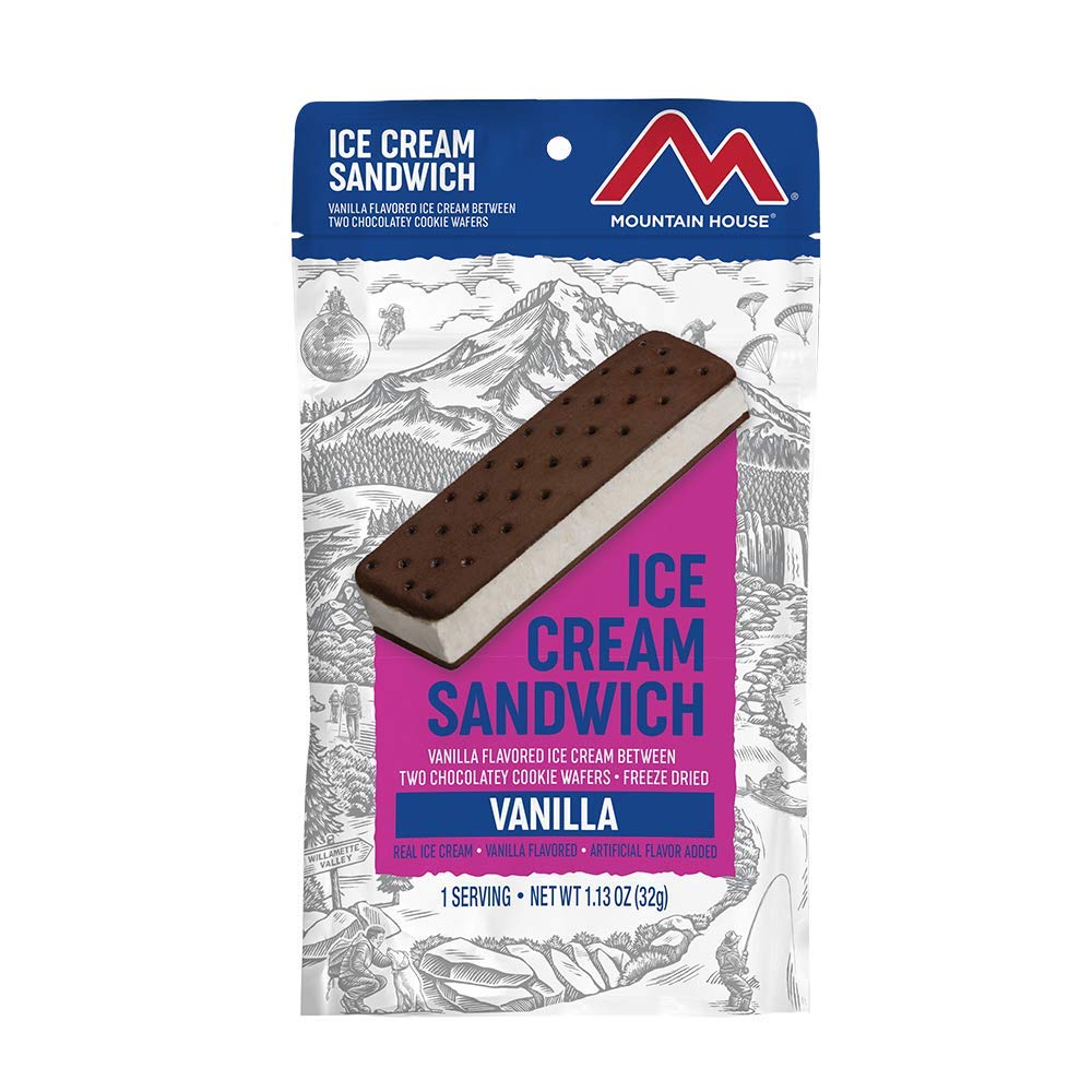 Mountain House Vanilla and Mint Chocolate Chip Ice Cream Sandwich Bundles | Freeze Dried Backpacking & Camping Food | 2 Servings