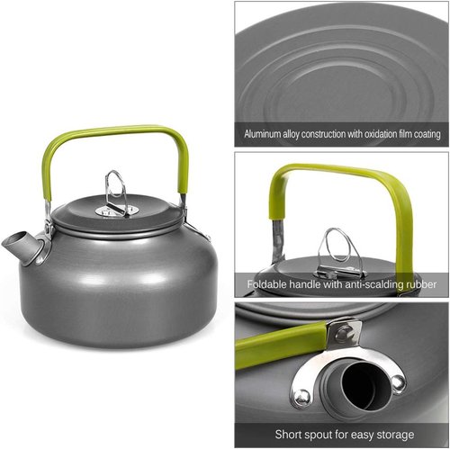 Docooler Camping Kettle - 0.8L Portable Ultra-Light Outdoor Hiking Camping Picnic Water Kettle, Teapot, Coffee Pot - Compact, Quick-Heat & Anti-scalding