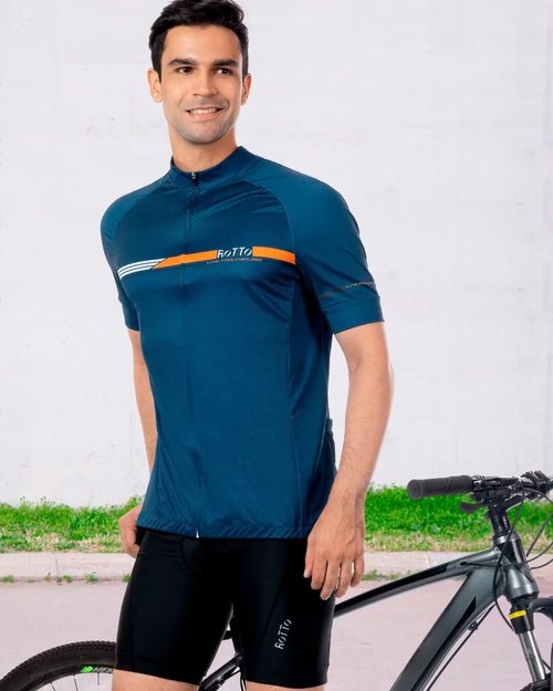 ROTTO Mens Cycling Jersey Short Sleeve Bike Shirt with Rear Pockets Stripe Series