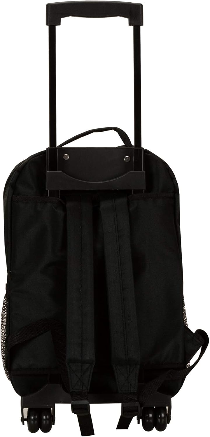 Rockland Double Handle Rolling Backpack, BLUELEOPARD, 17-Inch