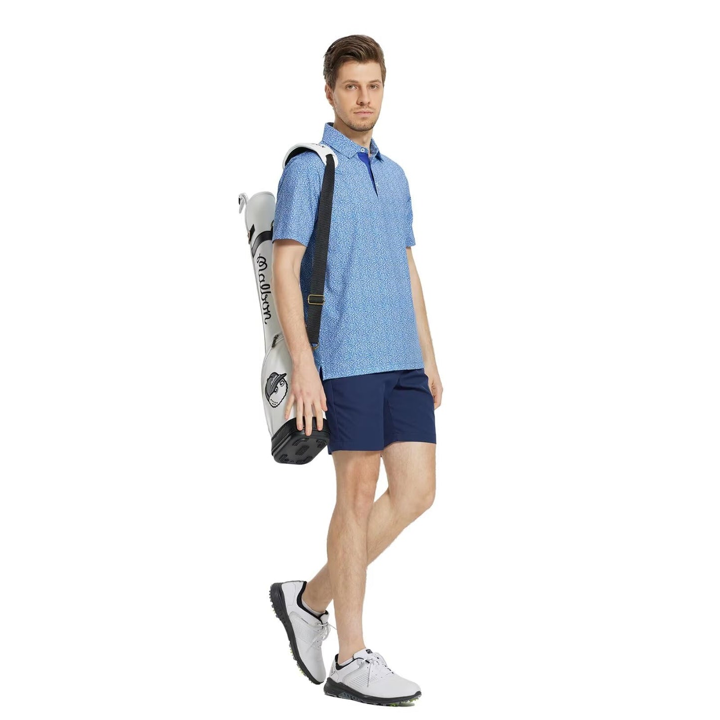 M MAELREG Golf Shirts for Men Dry Fit Print Patterns Performance Moisture Wicking Mens Polo Shirts Short Sleeve