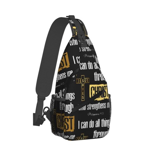 Luirioe Jesus Christian Cross Sling Backpack Shoulder Chest Bag For Men Women Hiking Travel Crossbody Daypack