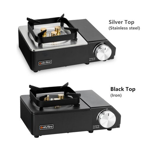 ONLYFIRE Portable Camping Stove with Carrying Case, 4000W Power Butane Stove 3 Burners, Backpacking Camp Stove for Camping, Hiking, RV Trip and Emergency, Black GS336BK