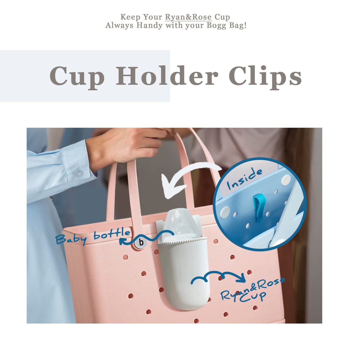 Hooks Accessories for Bogg Bags,2Pcs Insert Holder Charm Accessory Organize Valuables on Bag,Bogg Bags Decordation (Blue)