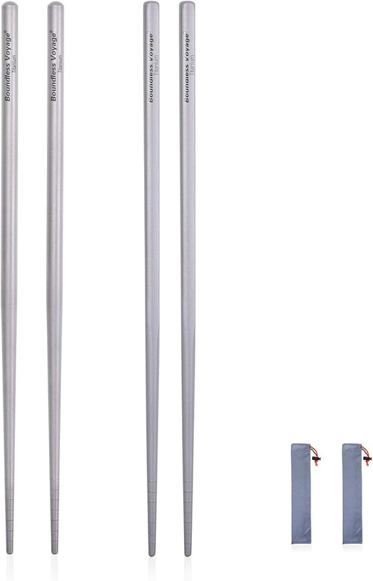 iBasingo Titanium Chopsticks Square Ultralight (15g) Skidproof Chinese Chopsticks for Camping, Travel & Home Use, Reusable Metal Utensil Durable Outdoor Cutlery (1 Pair Ti1001T)