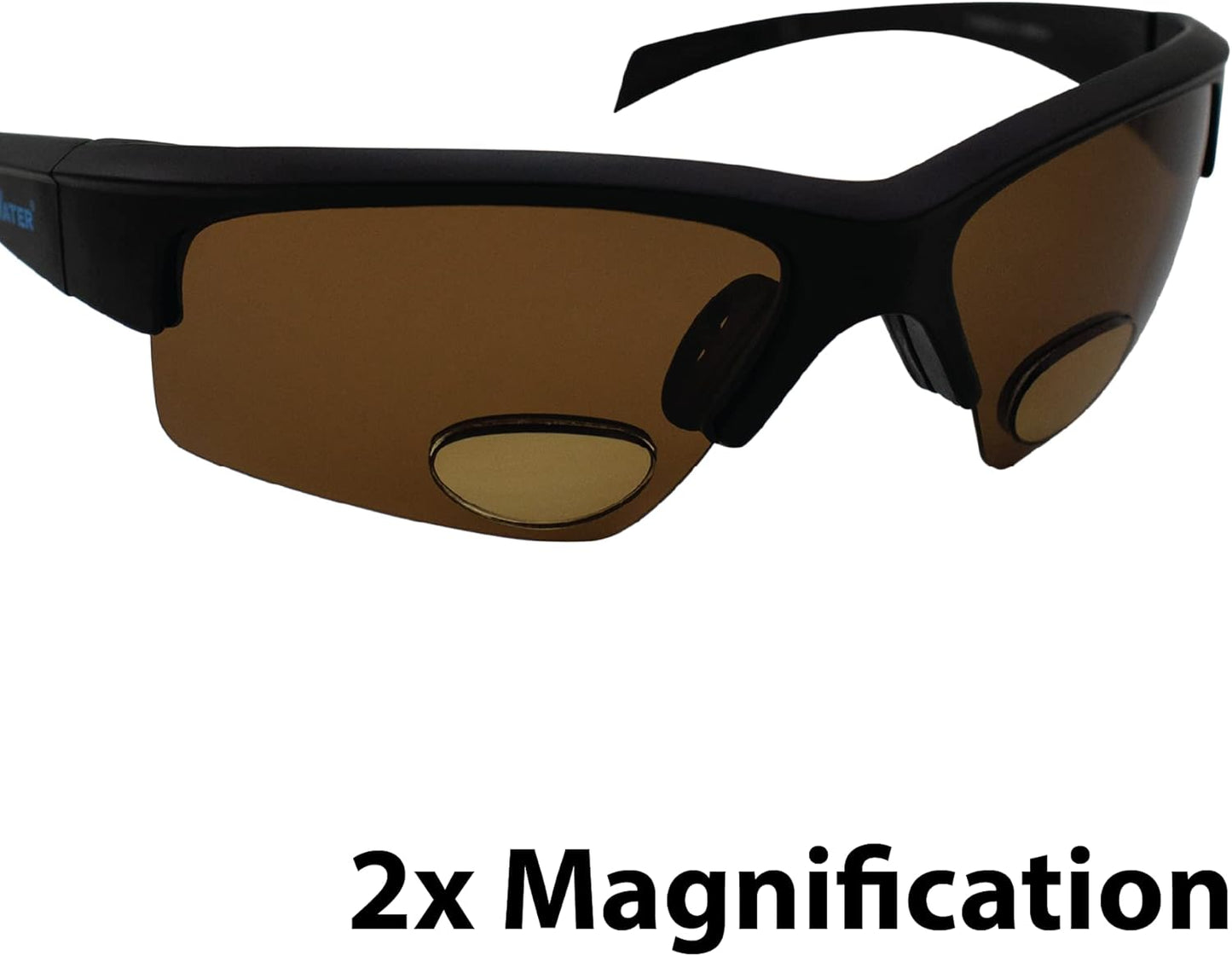Global Vision BluWater Polarized Bifocal Sunglasses For Men & Women Fishing Glasses With Bifocals +2.0 Magnification Black Frame w/Polarized Brown Lenses