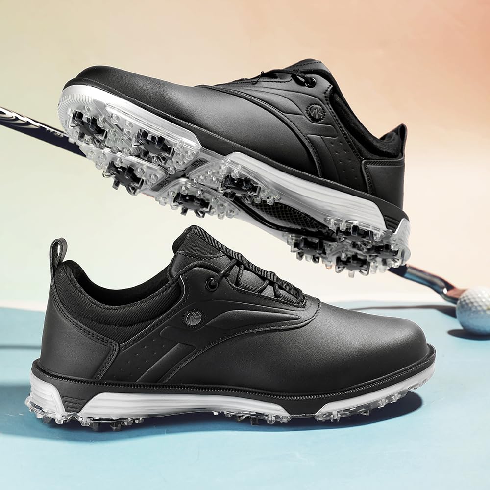 ULTIANT Mens Golf Shoes Waterproof Fixed Spikeless Sole Comfortable Outdoor Sport Shoes Size7.5-13(Black,41)