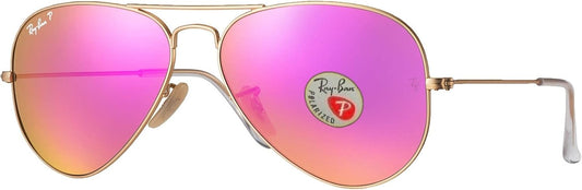 Ray-Ban RB3025 Aviator Sunglasses (58 mm, Frame Gold/Lens Polarized Purple Lens)