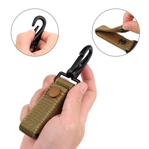 NQEUEPN 2pcs Heavy Duty Belt Key Holders, Duty Belt Loop Keeper Clip with Metal Snap and Nylon Molle Strap Fits 1.5-2.25 inch Wide Belts Key Ring Clip Keychain Gear Organizer Accessories