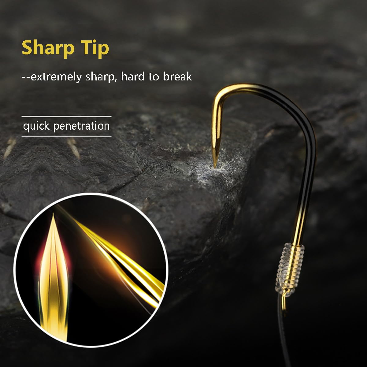 AMHDV Small Barbless Fishing Hook with Line, Tiny Fish Hooks and Leader (Pack of 20) (Black Gold, 20# (0-0.44lb))