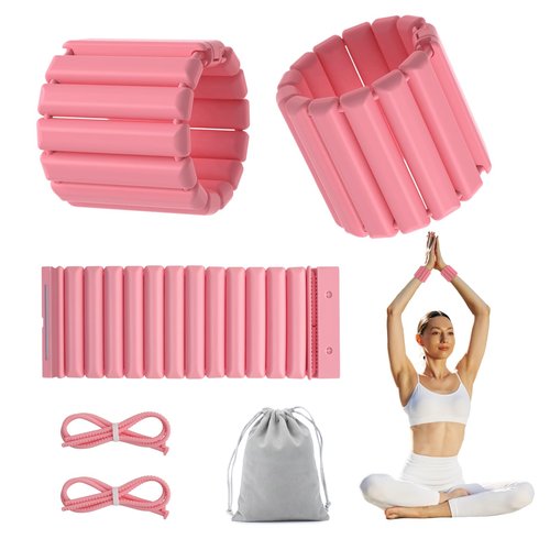 Mowdug Pilates Wrist Ankle Weights for Women, Adjustable Magnetic Buckle Silicone Weighted Bracelet Wearable Arm & Leg Weights Set for Home Gym, Walking, Yoga, Swimming, Cardio Set of 2 (1Lb Each)