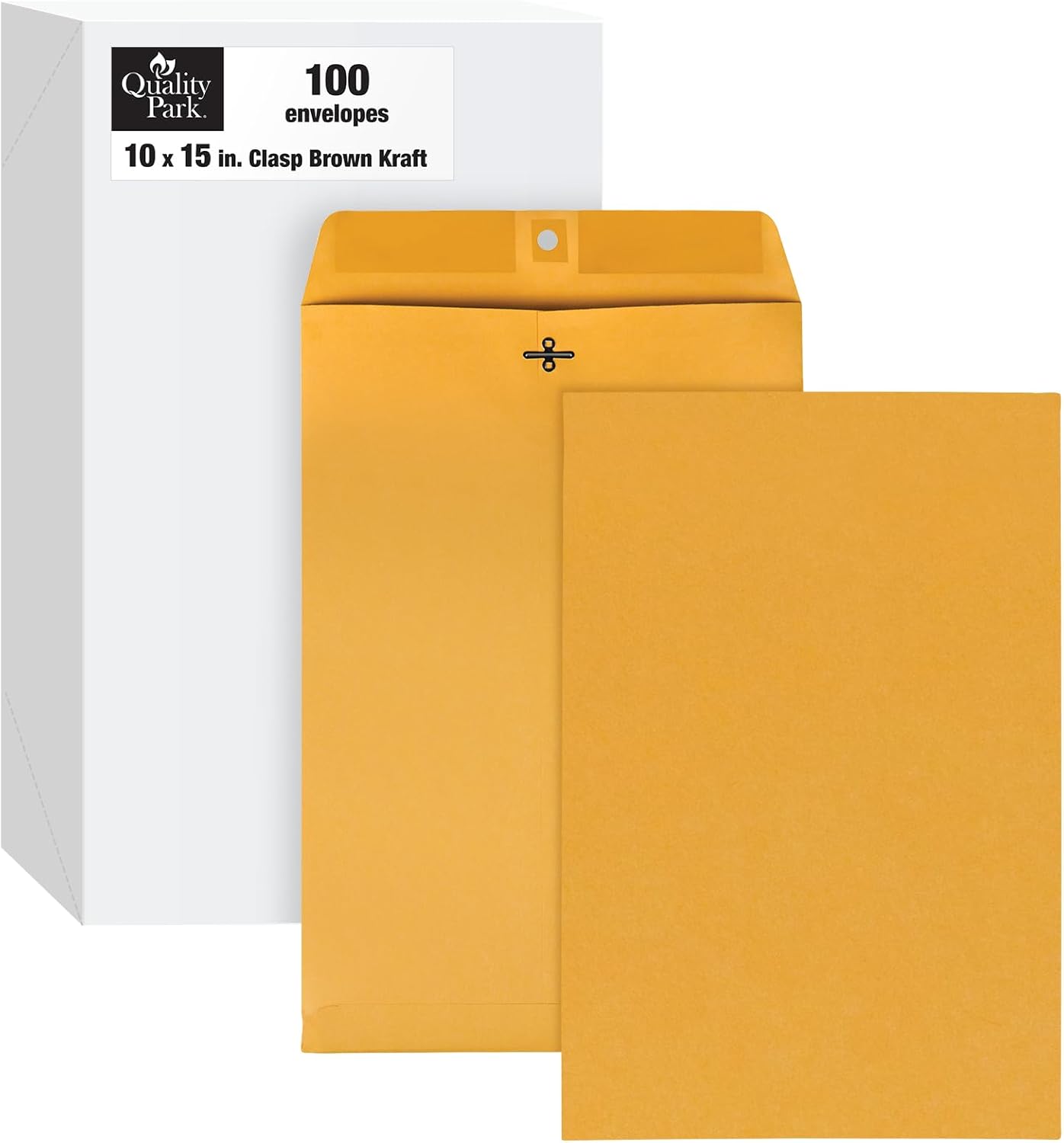 Quality Park 6 x 9 Clasp Envelopes, Clasp and Gummed Closures for Storing or Mailing, 28 lb Kraft Paper, 100 per Box (QUA37855)