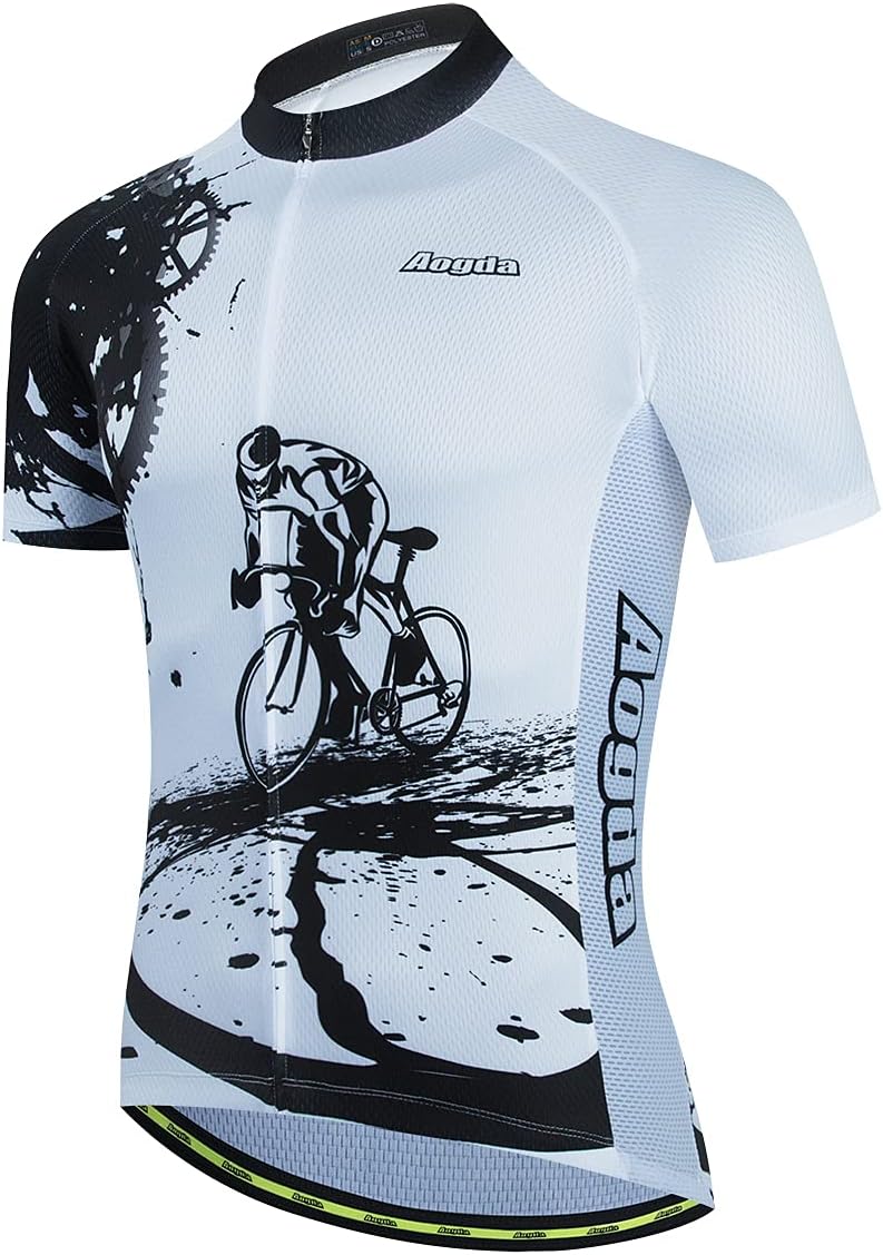 Aogda Cycling Jerseys Men Bike Shirts Team Biking Tops Bicycle Short Sleeves Clothing