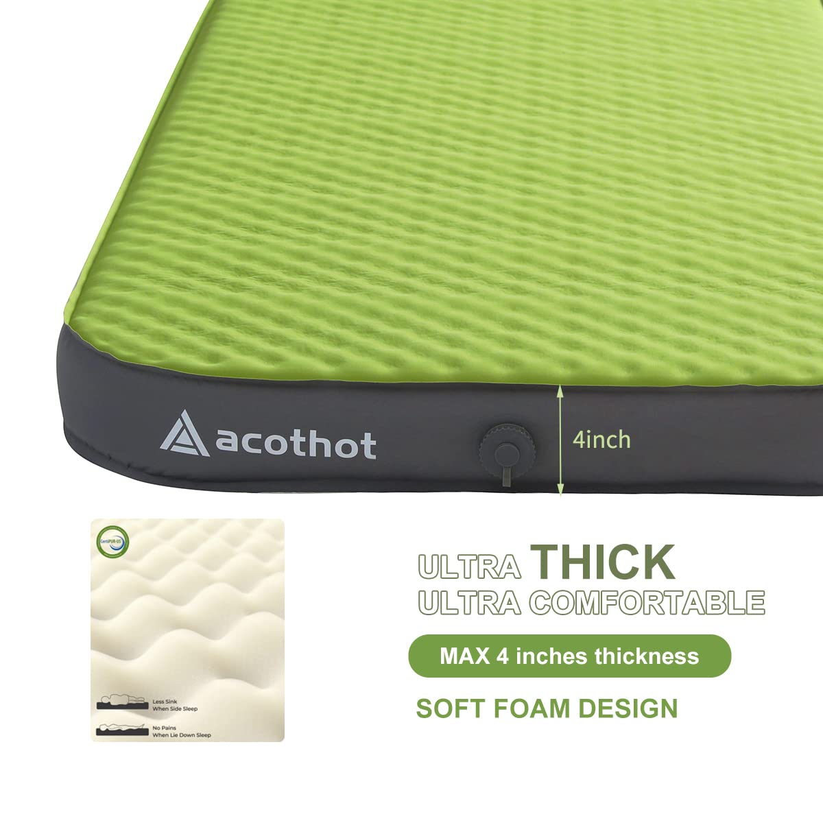 ACOTHOT Double Foam Camping Mattress Bundle with Portable Air Pump