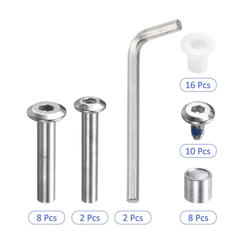 M METERXITY Roller Wheel Screw Repair Kit - Inline Skate Axle Screw Replacement Parts Hardware Kit with Wrench for Roller Skates Repair (Silver)