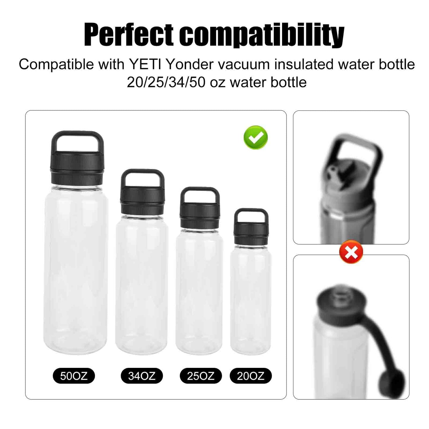 4PCS Gasket Replacement for YETI Yonder 20/25/34/50 oz Water Bottle, Silicone Sealing Ring Gaskets Seal Parts Leak-Proof Tumbler Lid O Ring Replacement BPA Free