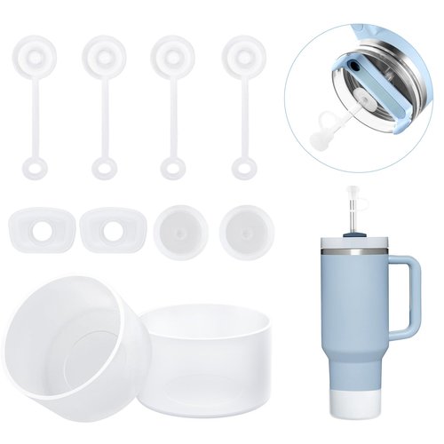 Heelay Stanley Cup Accessories 10 Pcs, Including 4 Straw Cover Cap, 2 Square Spill Stopper, 2 Round Leak Stopper, 2 Pcs Silicone Boot for Stanley Quencher ProTour 30oz and other 30oz/40oz/20oz Tumbler