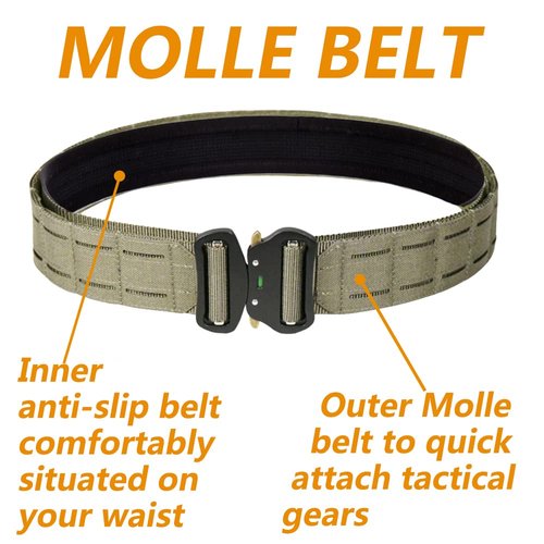 TWINFALCONS Tactical Belt Battle Belts MOLLE Military Style Belt 2 Inch Outer & 1.5 Inch Inner Tactical Heavy Duty Belt