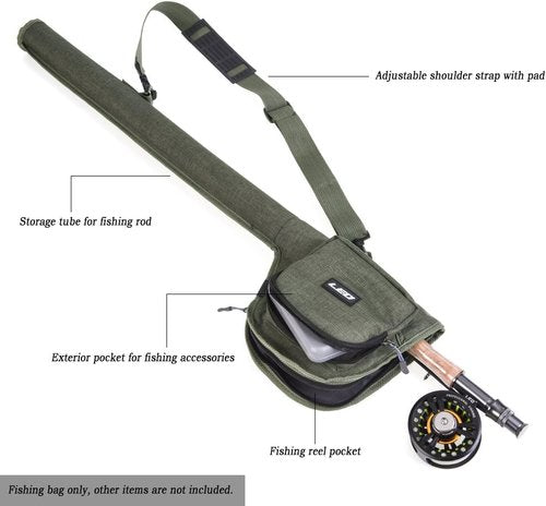 Lixada Fly Fishing Rod Case,Portable Fishing Tackle Bag,Canvas Fishing Pole Storage Bag Fly Rods Reels Durable Carry Case