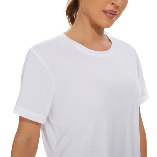 bpbtti Women's Short Sleeve T-Shirts UPF 50+ Sun Protection Shirts Quick Dry Athletic Running Workout Tops (White, X-Large)