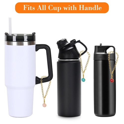Oubaka Letter Charm Accessories for Stanley Cup,6pcs Initial Chain with 26pcs A-Z ID Initial Letter Charm Personalized Water Bottle Charms for Stanley Tumbler Handle Charms