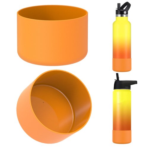 Linkidea 2 Pack Water Bottle Boot Compatible with Iron °Flask Wide/Narrow Mouth 12oz/14oz/16oz/18oz/20oz/22oz/24oz, Silicone Bottle Bottom Sleeve Cover Bumper Protector (Clementine)