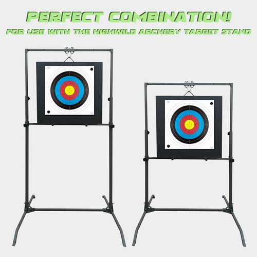 Highwild Standard Archery Paper Targets - 16X16in - 10 Ring Bow and Arrow Targets - Hunting Archery Accessories for Target Practice - 30 Pack