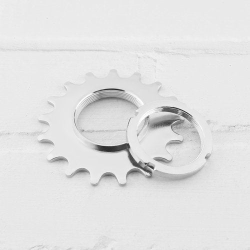 ECSiNG Bike Sprocket Fixed Single Speed Cog Thread Ribg High Strength Steel Bicycle Flywheel Sprockets Parts for Fixed Gear Bike 17T with Lock Ring