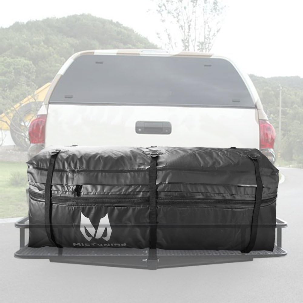MICTUNING Hitch Rack Cargo Carrier Bag, Expandable 9.5 Cube Feet to 11.5 Cube Feet Waterproof Luggage Storage Bag for Car Truck SUV Van