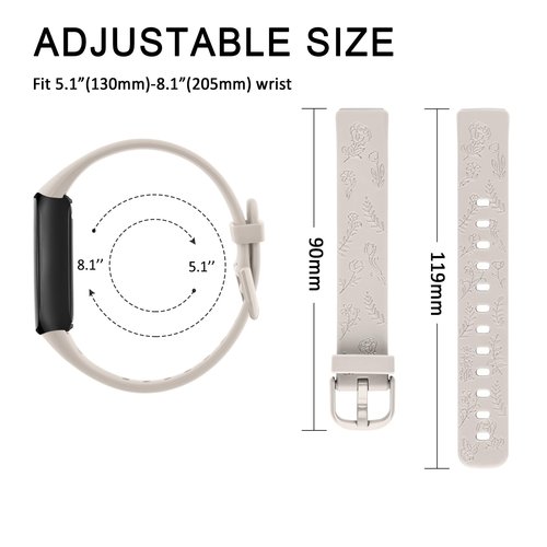 Meliya Compatible with Fitbit Inspire 3 Bands for Women Men, Floral Engraved Silicone Straps Replacement Wristband for Fitbit Inspire 3 Fitness Tracker (Smoke Violet+Milk Tea+Starlight)