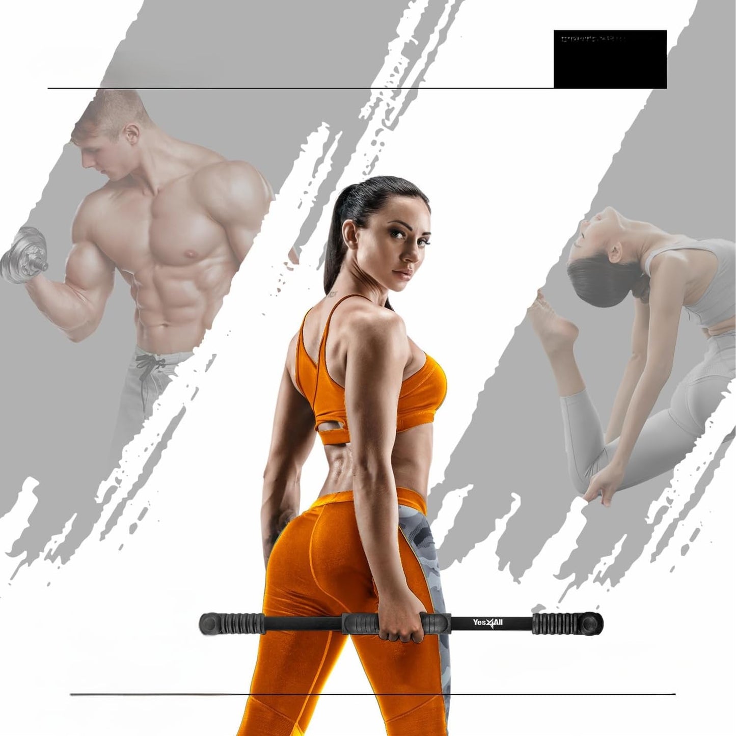 Yes4All Flex Bar, Elastic Fitness Bars with Strong Fiberglass & TPE Material, 2in1 Functional Exercise Bar, 9.5 inch Comfortable Grip, High Frequency Vibration Training, Build Muscles & Burn Fat