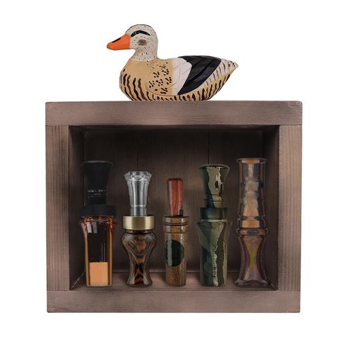 Nosadi Duck Call Display Case Handcrafted Wooden DuckCall Box for 5 Duck Calls - Duck Call Storage Shelf Cabinet for Duck Hunting Enthusiasts or Home Decoration, 12.6"x6.3"