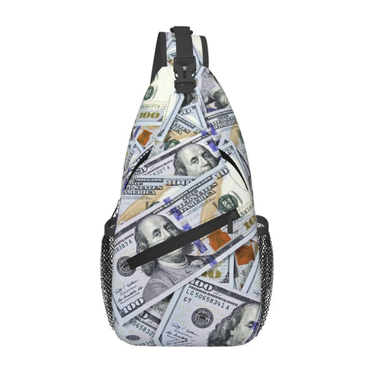 FHSUISN Us Bill Dollars Money Sling Backpack Chest Bag Crossbody Shoulder Bag Gym Cycling Travel Hiking Daypack For Men Women