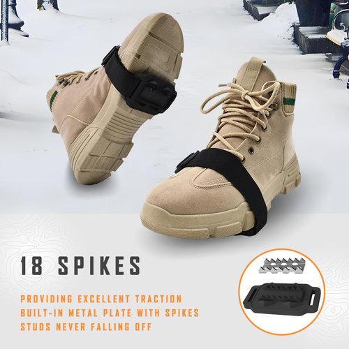 TOURSLOV Ice Cleats for Walking on Snow Ice, Easy On/Off Crampons Traction Cleats Grippers Spikes, Anti-Slip Ice Grippers Snow Grips Footwear for Shoes Boots Hiking Running