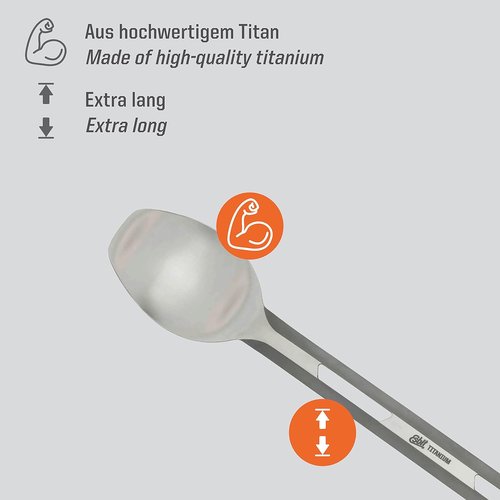 Esbit Long Spoon | Titanium| BPA-Free | Ultralight Weight |Camping, Backpacking, Sports | Outdoor Kitchen | Extra Long