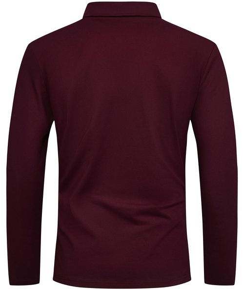 V VALANCH Wine Red Polo Shirt for Men Athletic Collared Tennis T-Shirt Long Sleeve Golf Shirt(Burgundy)