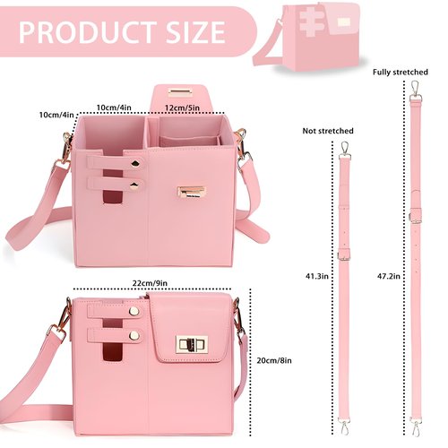 Outdoor Portable Crossbody Water Cup Storage Bag Crossbody Cup Holder Bag Multifunctional Leather Water Bottle Holder with Adjustable Shoulder Strap (Pink)
